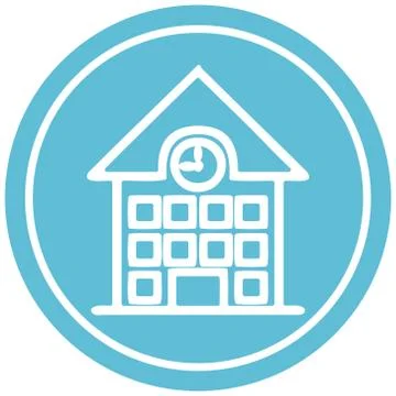 School house circular icon Stock Illustration
