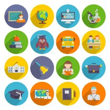 School Icon Flat 스톡 일러스트