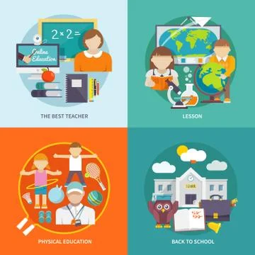 School Icon Flat Ilustración de archivo