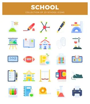 School icon set for education and learning graphics. Illustrazione stock