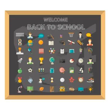 School icon set Stock Illustration