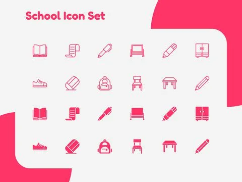 School Icon Set Stockillustratie