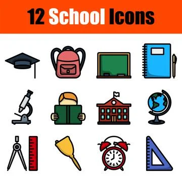 School Icon Set Illustrazione stock
