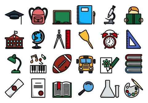 School Icon Set Illustrazione stock