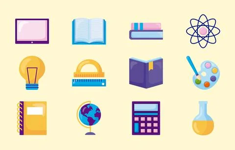 School icon set Stock Illustration