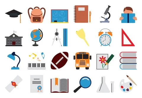 School Icon Set Stock Illustration