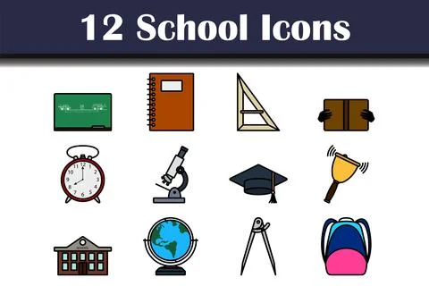 School Icon Set Stock Illustration