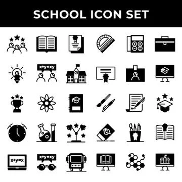 School icon set include graduation,study,certificate,creativity,discuss,schoo Stock Illustration