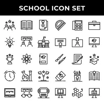 School icon set include graduation,study,certificate,creativity,discuss,schoo Stock Illustration