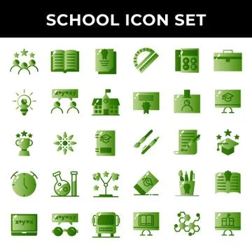 School icon set include graduation,study,certificate,creativity,discuss,schoo Stock Illustration