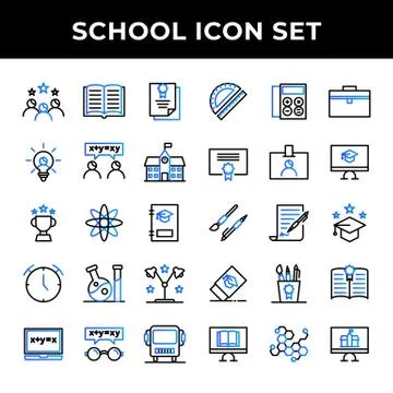 School icon set include graduation,study,certificate,creativity,discuss,schoo Stock Illustration