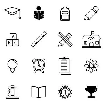 School icon set vector Stock Illustration
