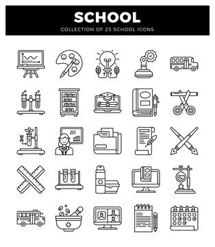 School icon set on a white background. graphic design elements. Illustrazione stock