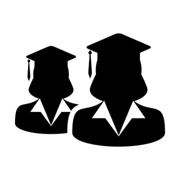 School icon vector female group of students person profile avatar mortarboard Stock Illustration