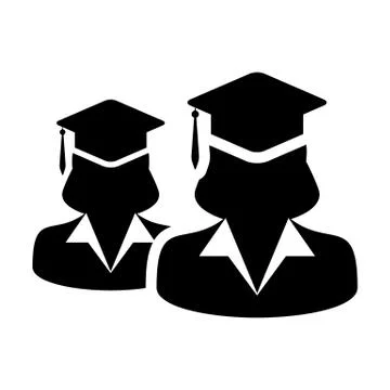 School icon vector female group of students person profile avatar with hat Stock Illustration