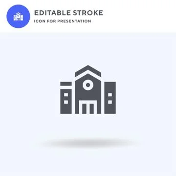 School icon vector, filled flat sign, solid pictogram isolated on white, logo Stock Illustration