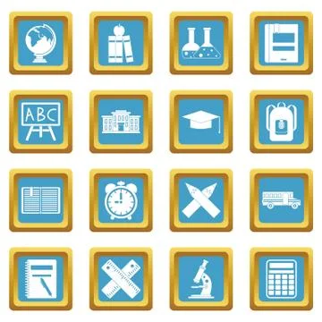 School icons azure Stock Illustration