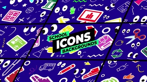 School Icons Backgrounds After Effects stock