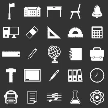 School icons on black background Stock-Illustration