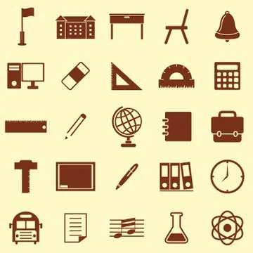 School icons on black background Stock Illustration