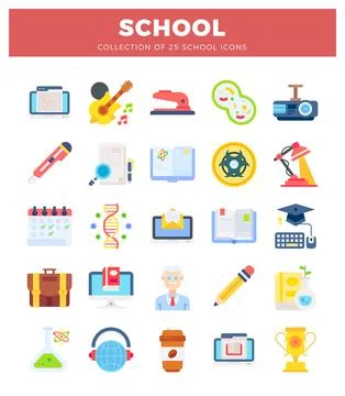 School icons collection for education. learning. and science. Flat vector i.. イラスト素材