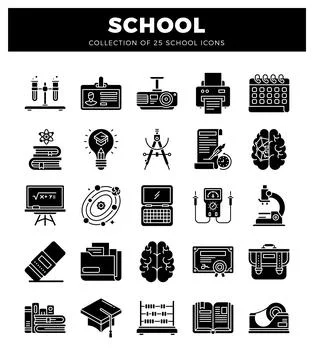 School icons collection featuring science. education. and learning symbols .. Stock Illustration