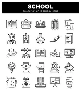 School icons collection on white background Stock Illustration