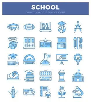 School icons collection on a white background. Education and learning symbo.. Stock Illustration