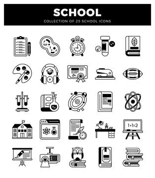 School icons collection on white background Stock Illustration