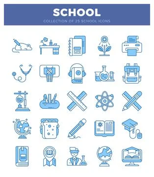 School icons collection on white background イラスト素材