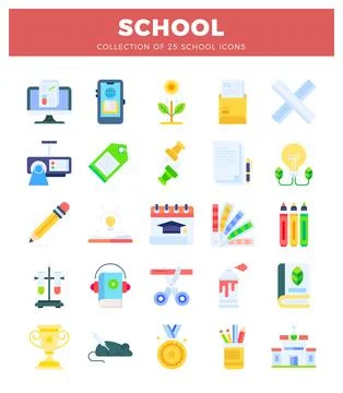 School icons. digital illustrations. representing education and learning to.. Stock Illustration