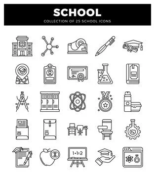 School icons. a diverse set of educational symbols for learning and academi.. Illustrazione stock