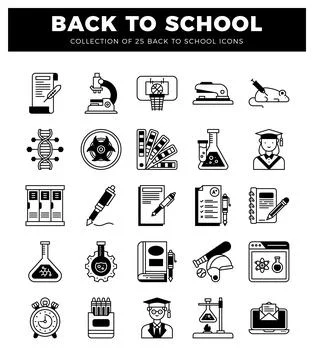 School icons for education and learning. presented on a white background. Stock Illustration