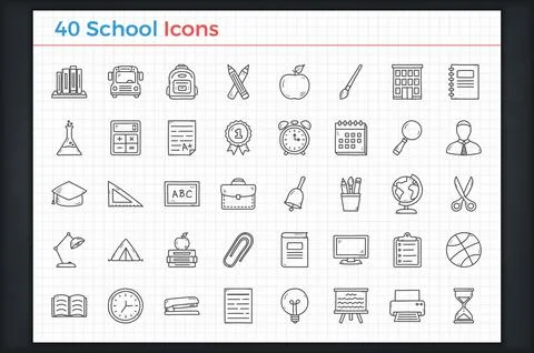 School Icons Stock Illustration