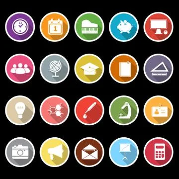 School icons with long shadow イラスト素材