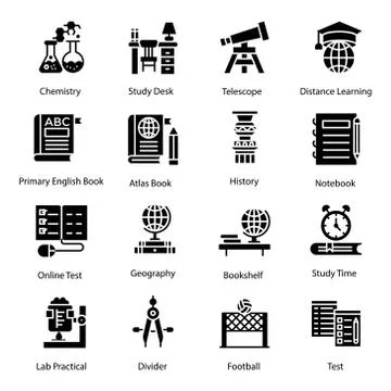 School Icons Pack Stock Illustration
