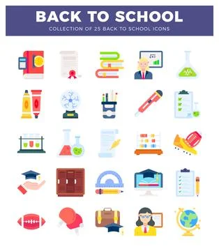 School icons presented on a white background. featuring educational and off.. Stockillustratie