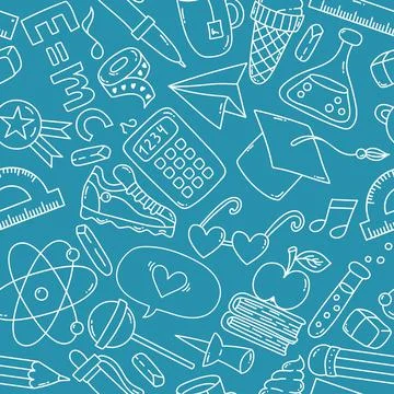 School icons seamless vector pattern Stock Illustration