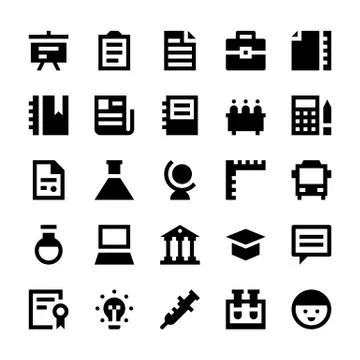 School Icons Set Stock Illustration