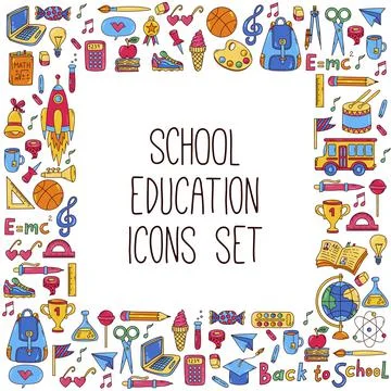 School icons set Stock Illustration