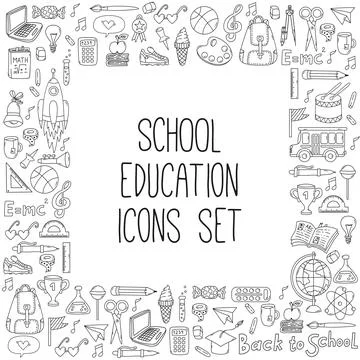 School icons set Stock Illustration