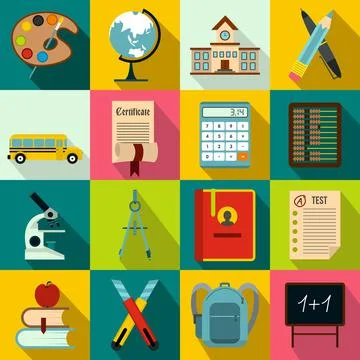 School icons set Stock Illustration