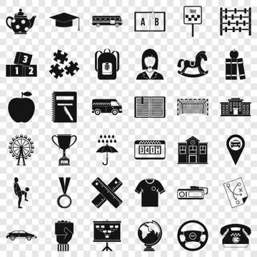 School icons set, simple style 스톡 일러스트
