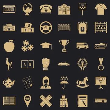 School icons set, simple style 스톡 일러스트
