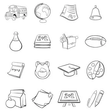 School icons set vector outline Stock Illustration