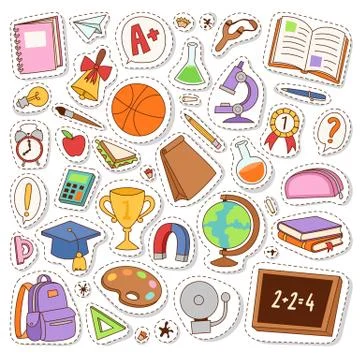 School icons vector stickers Stock Illustration