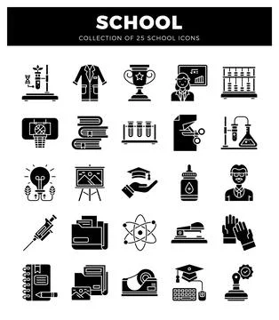 School icons. a versatile set for educational and academic themes. Stock Illustration
