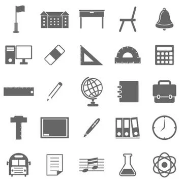 School icons on white background Stock Illustration