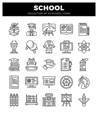 School icons on a white background. Stock Illustration