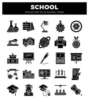 School icons on a white background. Illustrazione stock